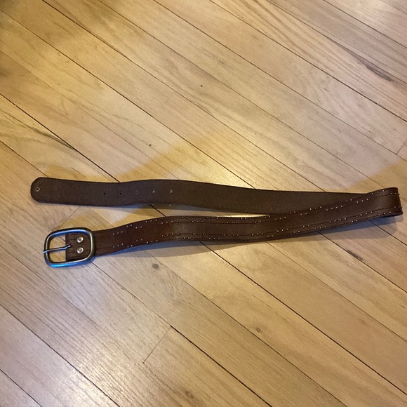 American Eagle Brown Leather Studded Belt Small/Medium - Picture 1 of 6
